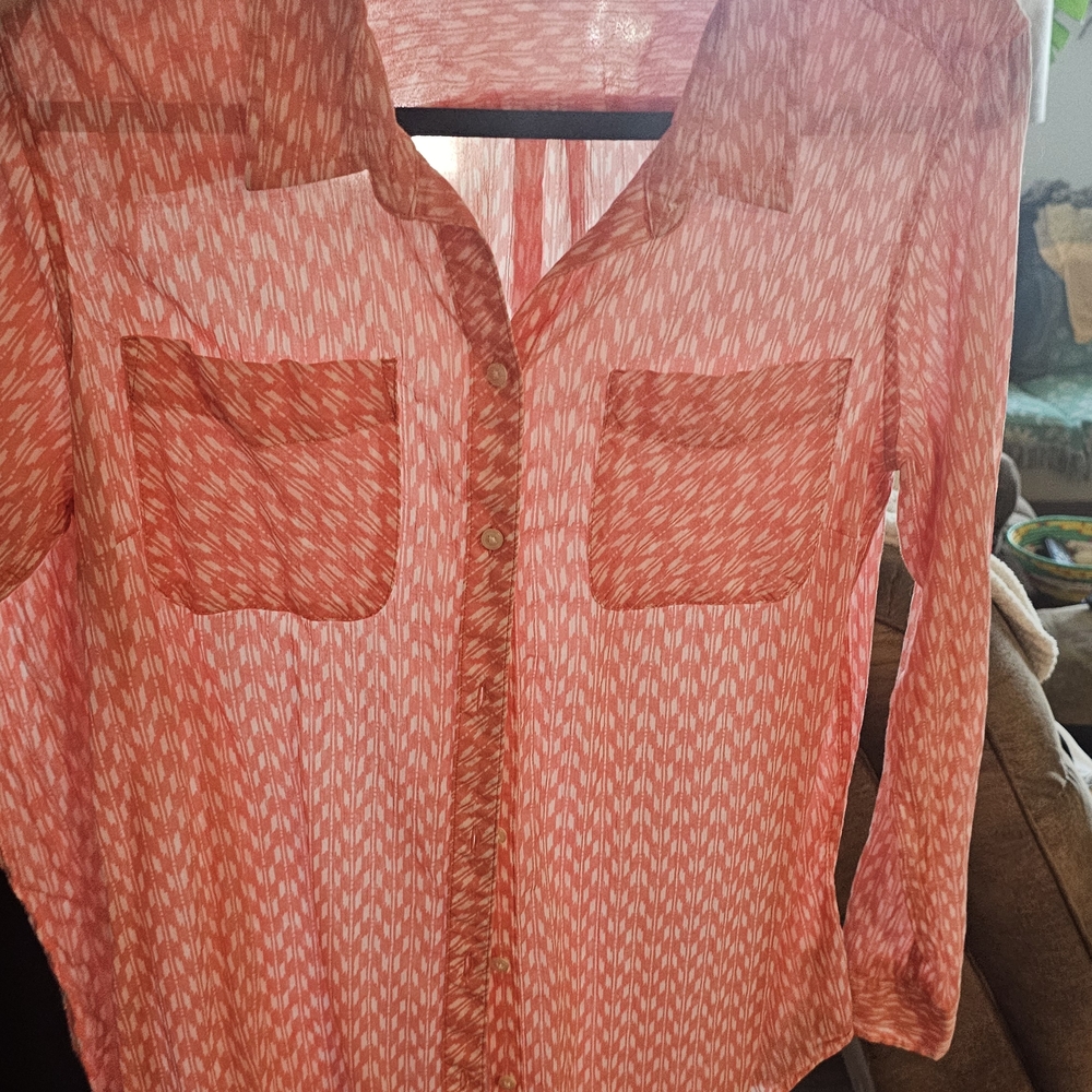 Eddie Bauer Women's Pink Button-Down Shirt